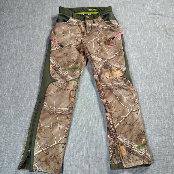 Under Armour Womens Size 2 Camo Speed Freek Cold Gear Hunting Pants Realtree - Picture 1 of 14